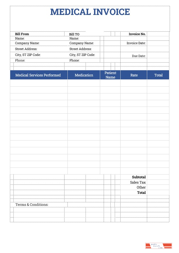 Sample Medical Invoice Template PSD template